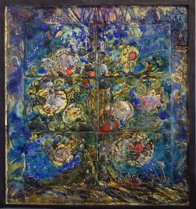 Γλυπτική με τίτλο "L'arbre magique" από Ingrid Johann, Αυθεντικά έργα τέχνης, Κεραμικά Τοποθετήθηκε στο Ξύλινο φορείο σκελετό
