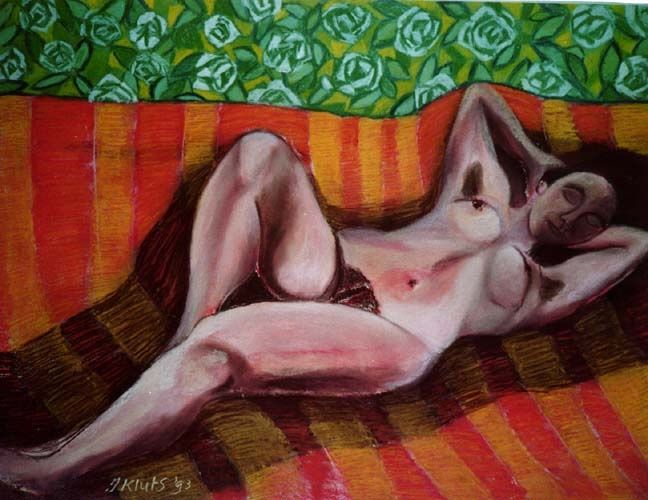 Tekening getiteld "Nude" door Ingrid Kluts, Origineel Kunstwerk