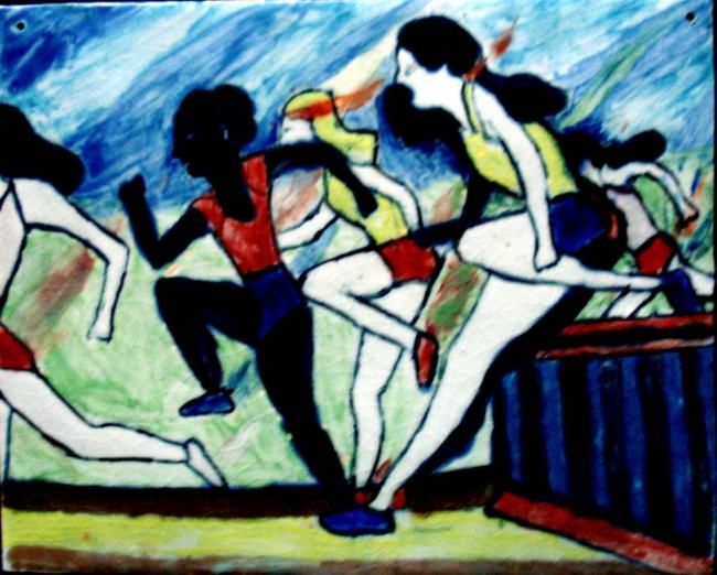 Painting titled "Course d'obstacle" by Ingrid Ohayon, Original Artwork, Other