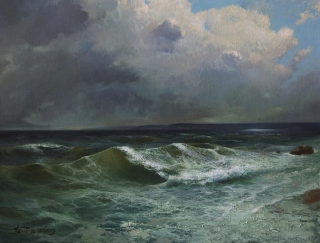 Painting titled "storm 2" by Igor Konstantinov (I.GORE), Original Art, Oil