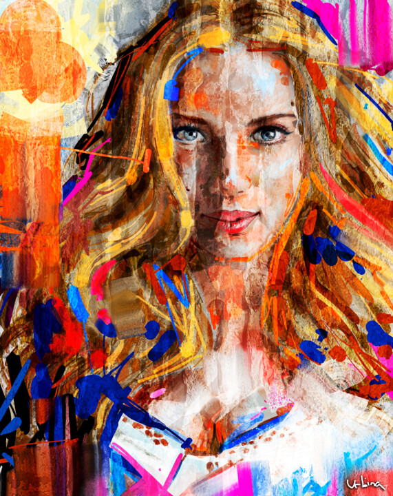「Scarlett Johansson」というタイトルのデジタルアーツ Iñigo Urbinaによって, オリジナルのアートワーク, デジタル絵画