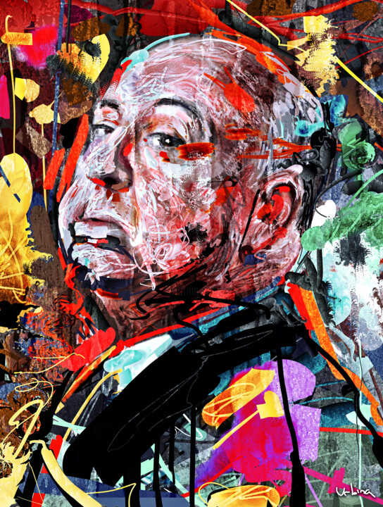 Arte digital titulada "Alfred Hitchcock" por Iñigo Urbina, Obra de arte original, Pintura Digital