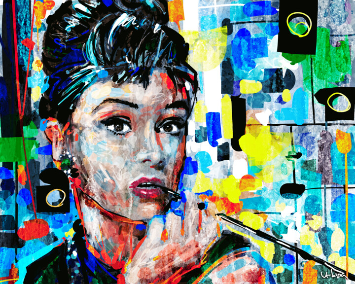 Arte digital titulada "Audrey Hepburn" por Iñigo Urbina, Obra de arte original, Pintura Digital
