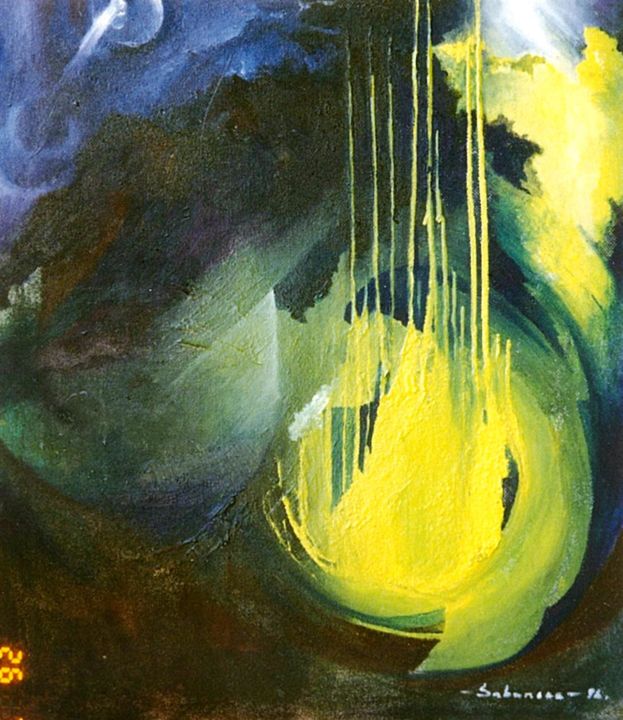 Painting titled "Creation of the Wor…" by Inita Sabanska, Original Artwork, Oil