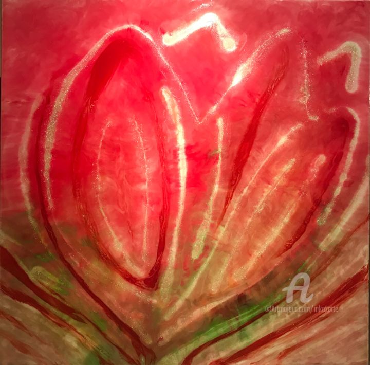 Pittura intitolato "My tulip" da Inka2arte, Opera d'arte originale, Acrilico