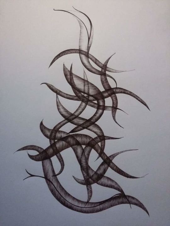 Drawing titled "Equilibre" by Mag"., Original Artwork, Ink