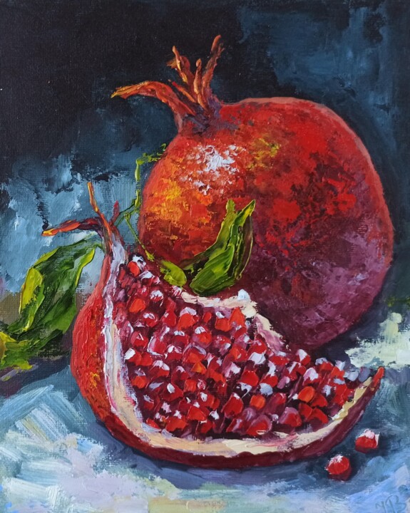 Malerei mit dem Titel "Pomegranates" von Inna Bebrisa, Original-Kunstwerk, Öl