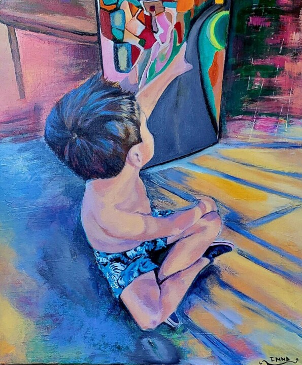 Painting titled "Mateo" by Inna Chery, Original Artwork, Acrylic Mounted on Wood Stretcher frame