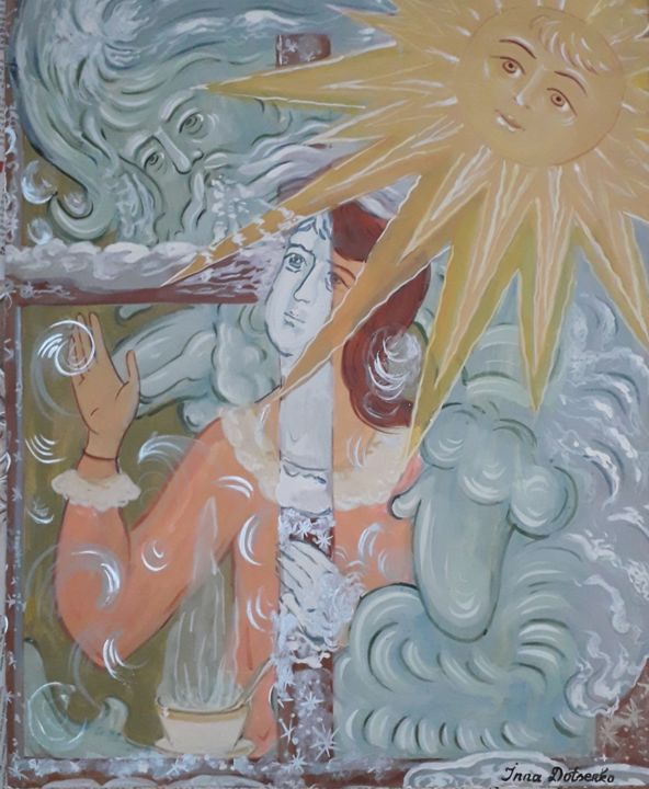 Картина под названием "Frost and sun" - Inna Dotsenko, Подлинное произведение искусства, Пигменты