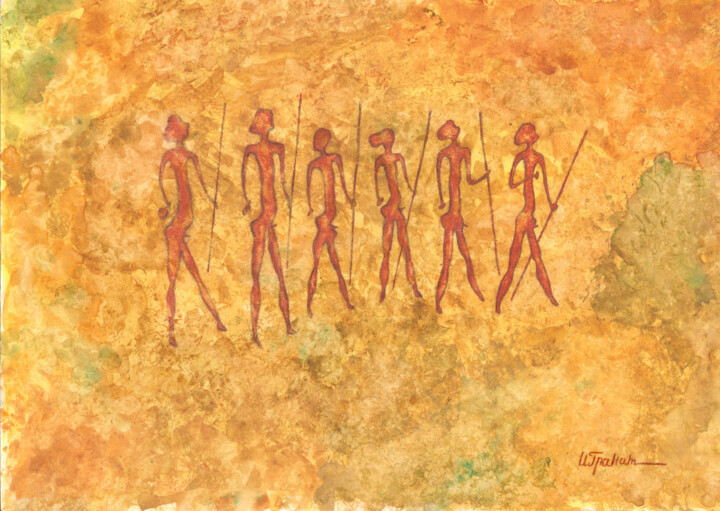 Painting titled "Warriors" by Inna Granat, Original Artwork, Pastel