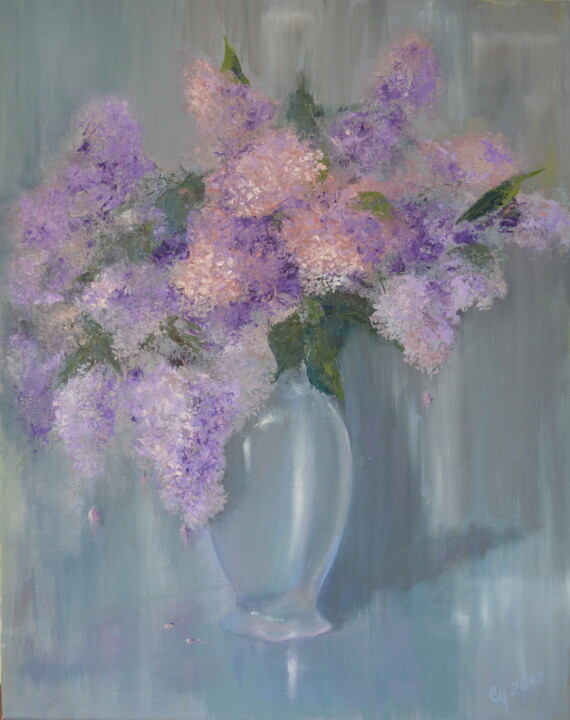 Painting titled "Lilas de la Romanche" by Inna Hug Seregina, Original Artwork, Oil