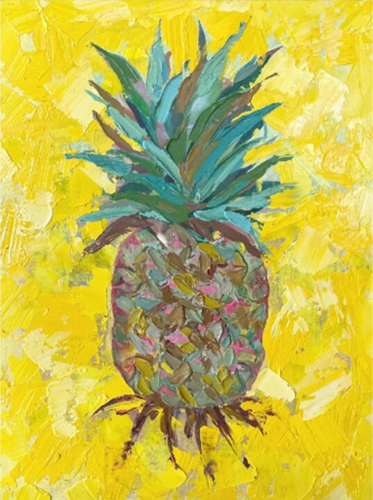 Peinture intitulée "Pineapple Impasto" par Inna Kalenychenko, Œuvre d'art originale, Huile