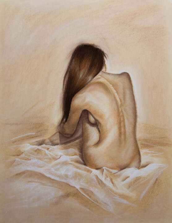 Tekening getiteld "Nude" door Inna Medvedeva, Origineel Kunstwerk, Pastel