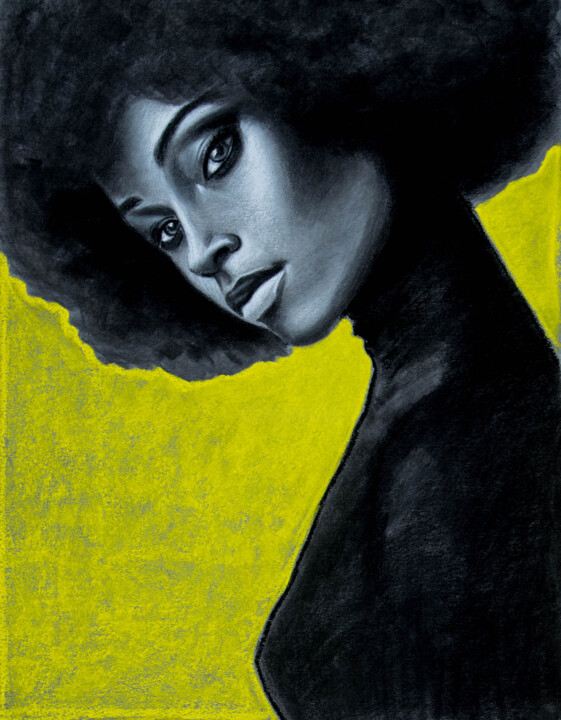 Drawing titled "Black and yellow" by Inna Medvedeva, Original Artwork, Pastel