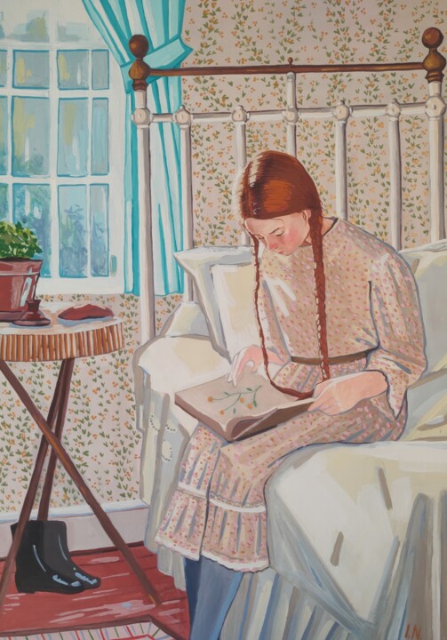 Painting titled ""Anne of Green Gabl…" by Inna Novobranets, Original Artwork, Gouache Mounted on Cardboard