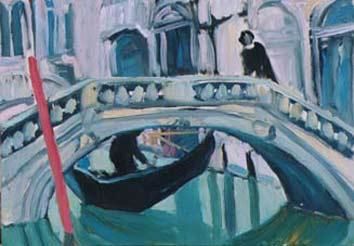 Painting titled "Venezia. Gondola so…" by Inna Skliarevskaia, Original Artwork, Oil