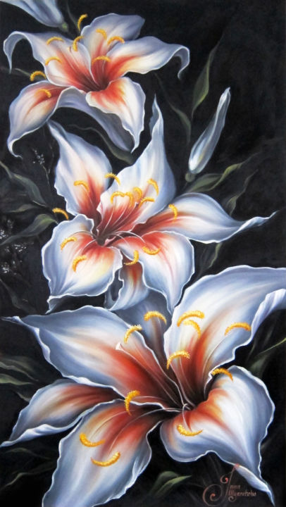 "Lilies" başlıklı Tablo Inna Ulianytska tarafından, Orijinal sanat, Petrol