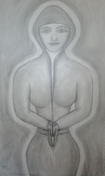 Painting titled "Fate" by Victor Maleev, Original Artwork, Pencil Mounted on Wood Stretcher frame