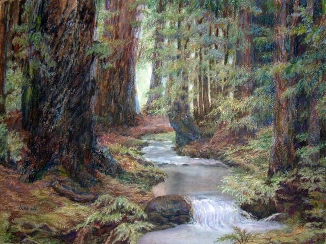 Painting titled "Enchanting Forest" by Inna Moshkovitch, Original Artwork