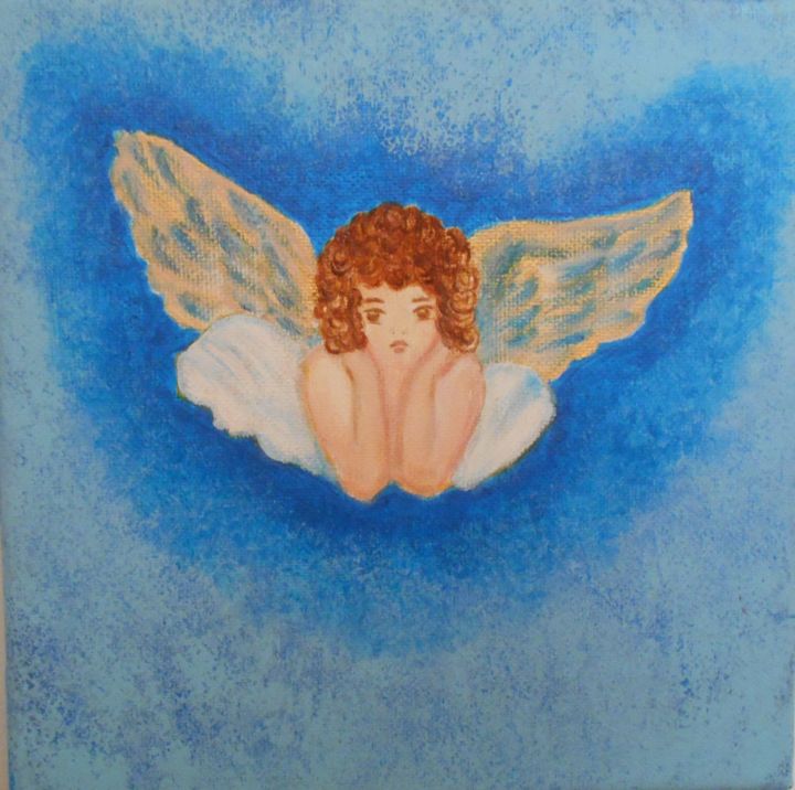 Schilderij getiteld "Mon ange bleu" door Innox, Origineel Kunstwerk, Acryl