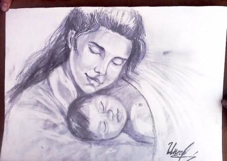 Рисунок под названием ""Материнство"" - Inessa White, Подлинное произведение искусства