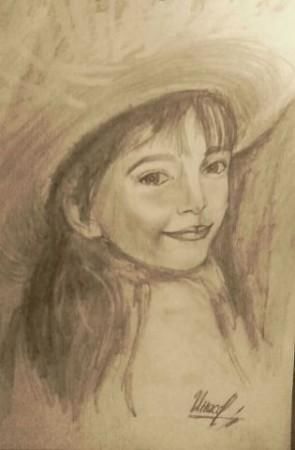 Рисунок под названием ""Девушка в шляпе"" - Inessa White, Подлинное произведение искусства