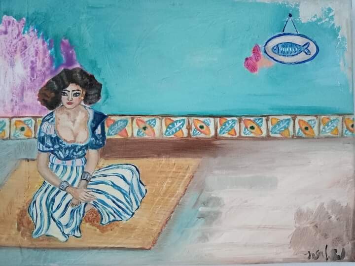 Peinture intitulée "La tunisoise" par Insaf Belkhodja, Œuvre d'art originale, Acrylique Monté sur Châssis en bois