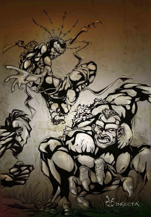 Drawing titled "kubwagu-battle-clip…" by Insecta, Original Art,