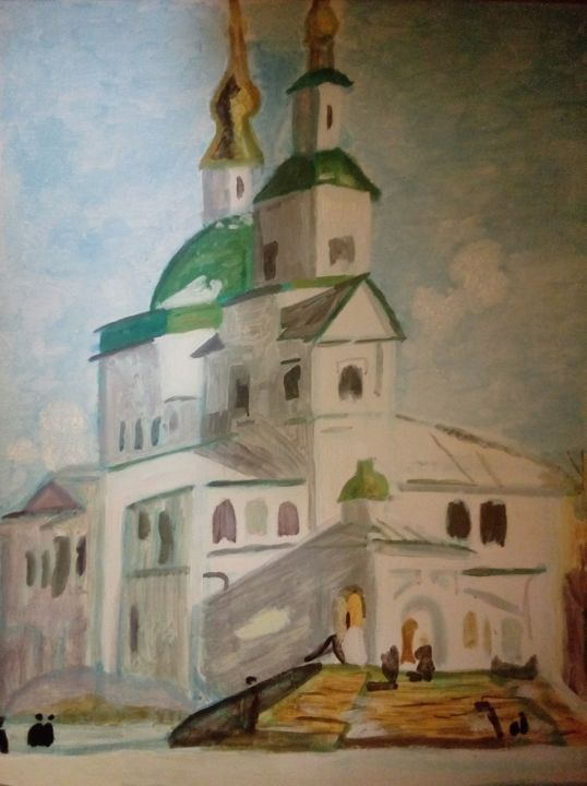 Painting titled "Église Russe" by Anne-Flore De Carden, Original Artwork, Oil