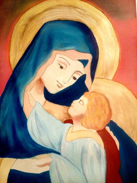 Pintura titulada "Jesus Christ" por Anne-Flore De Carden, Obra de arte original, Gouache