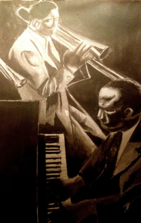 Painting titled "JazzMen" by Anne-Flore De Carden, Original Artwork, Ink