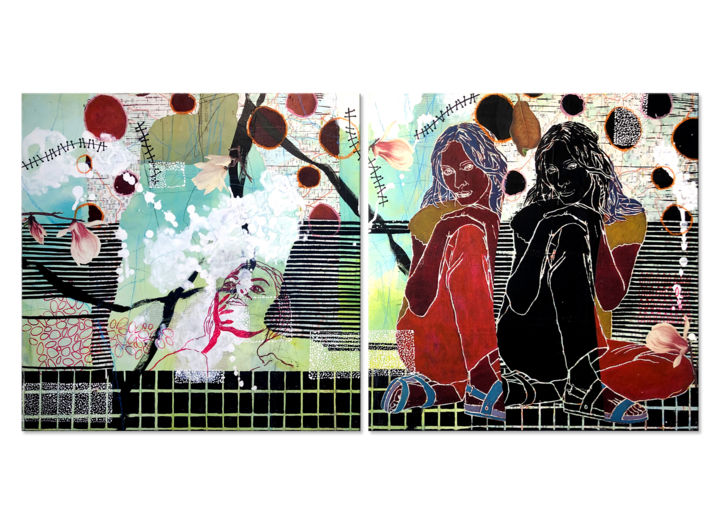 Collagen mit dem Titel "Mixed Media Collage…" von Galerie Inspire Art, Original-Kunstwerk, Acryl