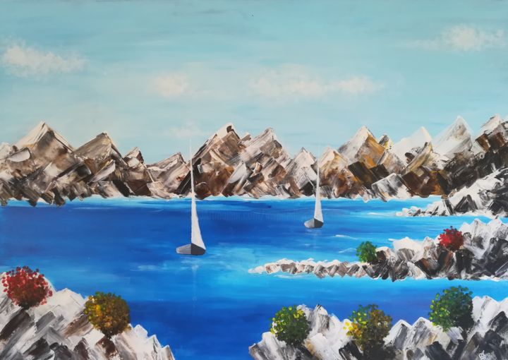Painting titled "Calme et sérénité" by Inspired By Nature, Original Artwork, Acrylic