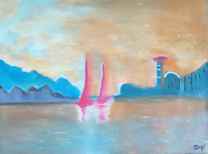 Peinture intitulée "port citadelle" par Dany Fantoli, Œuvre d'art originale, Aquarelle Monté sur Châssis en bois
