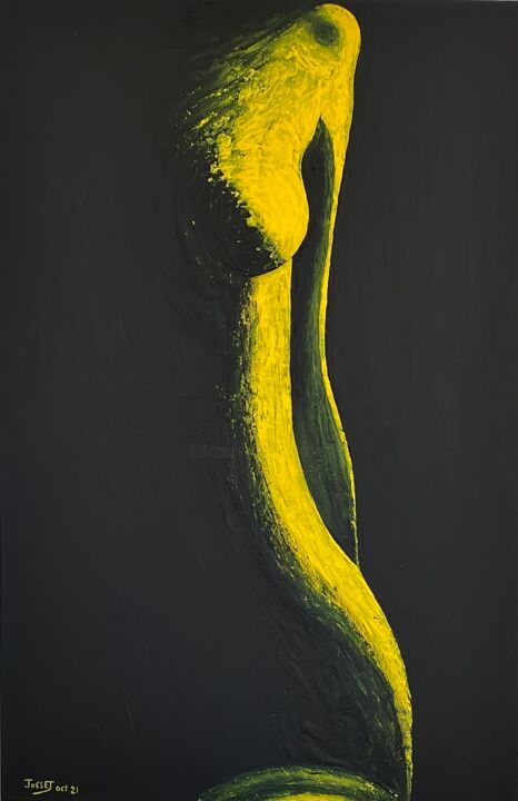Peinture intitulée "La pudique" par David Josset, Œuvre d'art originale, Acrylique
