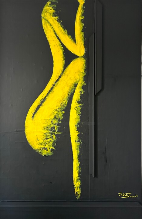 Schilderij getiteld "La poseuse" door David Josset, Origineel Kunstwerk, Acryl