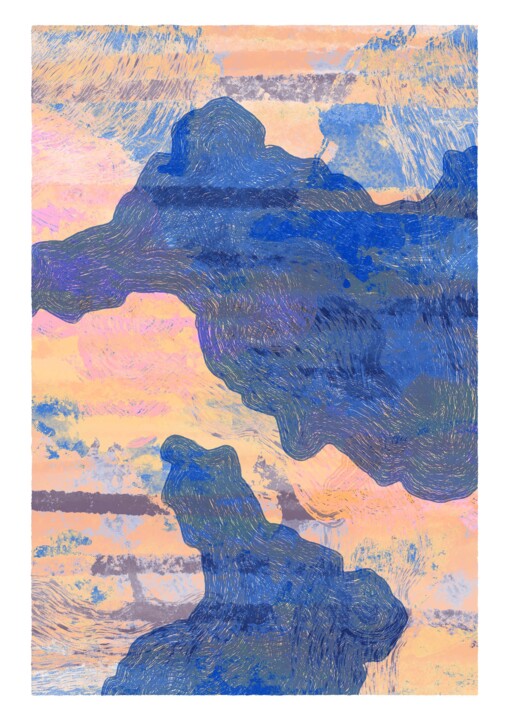 Digital Arts titled "Ocean Stones 4" by Inta Leora, Original Artwork, Digital Painting
