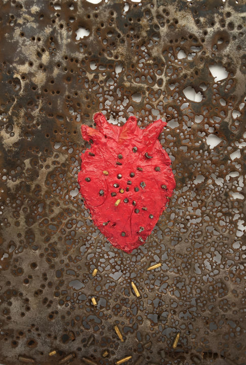 Colagens intitulada "Любовь всего сильнее" por Aleksandra Berezkina Orlova, Obras de arte originais, Metais