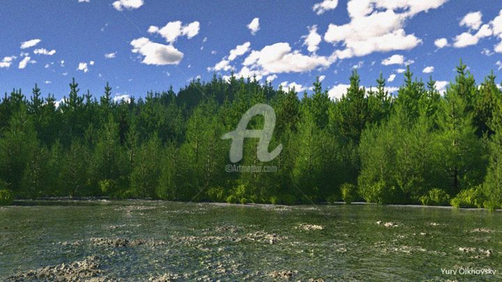 Arts numériques intitulée "Mount river" par Iurii Olkhovskii, Œuvre d'art originale, Modélisation 3D