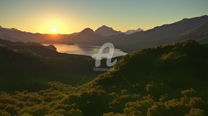 Цифровое искусство под названием "Sunset" - Юрий Ольховский, Подлинное произведение искусства, 3D моделирование