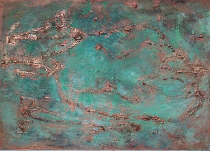 Painting titled "Copper Landscape, a…" by Tanya Kreymer, Original Artwork, Acrylic