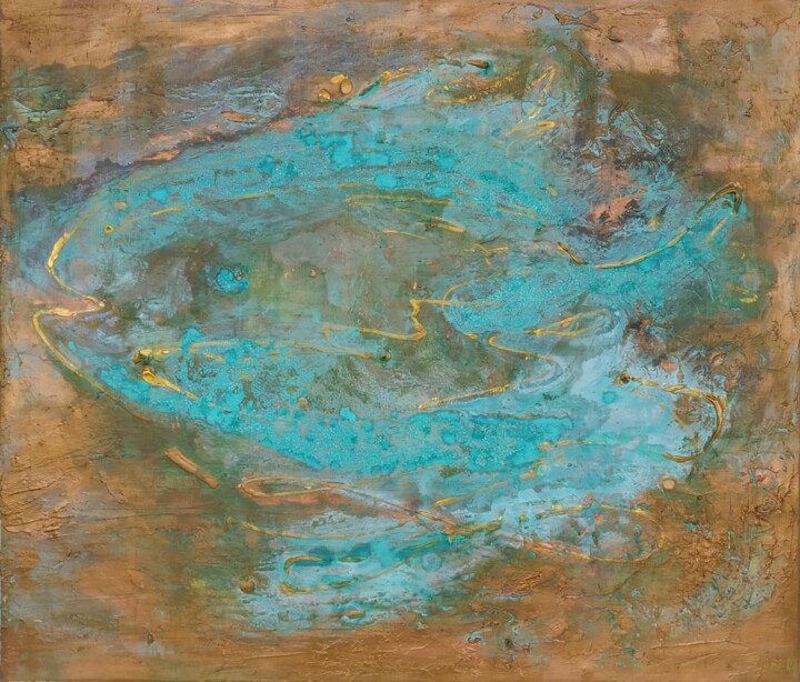 Pintura intitulada "Copper abstract pai…" por Tanya Kreymer, Obras de arte originais, Pigmentos