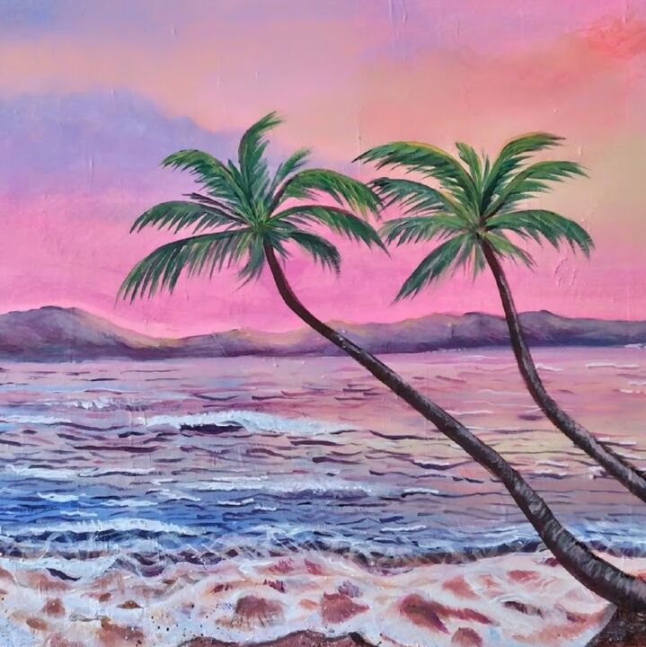 Картина под названием "Palms in Israel nea…" - Invinci Bill Jean, Подлинное произведение искусства, Акрил