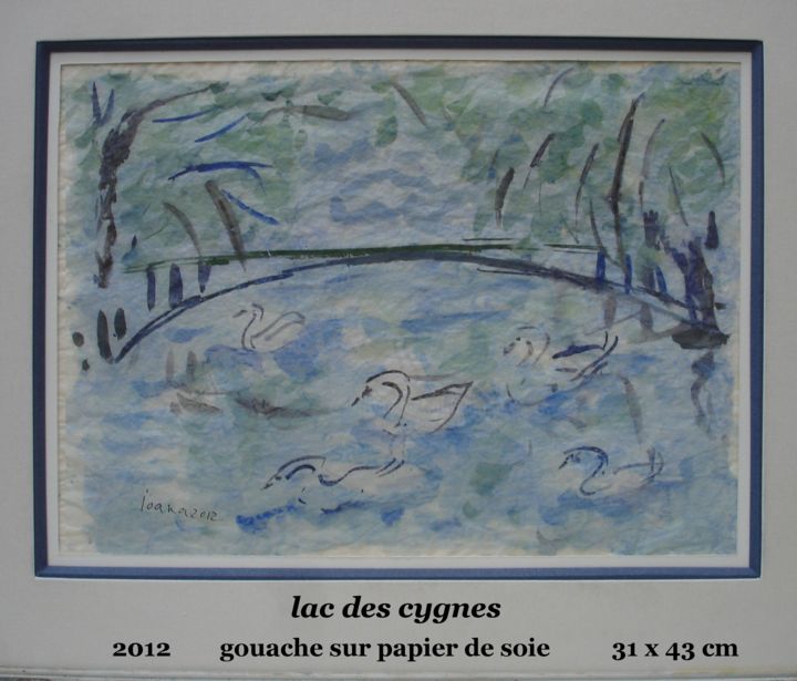 Peinture intitulée "lac-des-cygnes.jpg" par Ioana, Œuvre d'art originale, Gouache