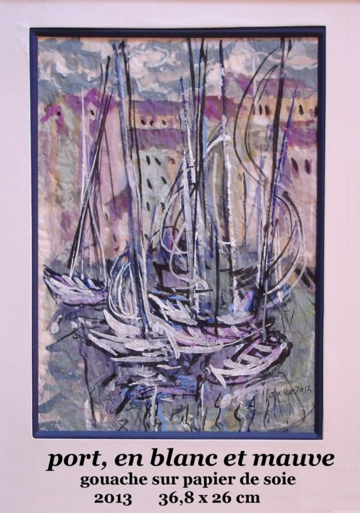 绘画 标题为“port, en blanc et m…” 由Ioana, 原创艺术品, 水粉 安装在木板上