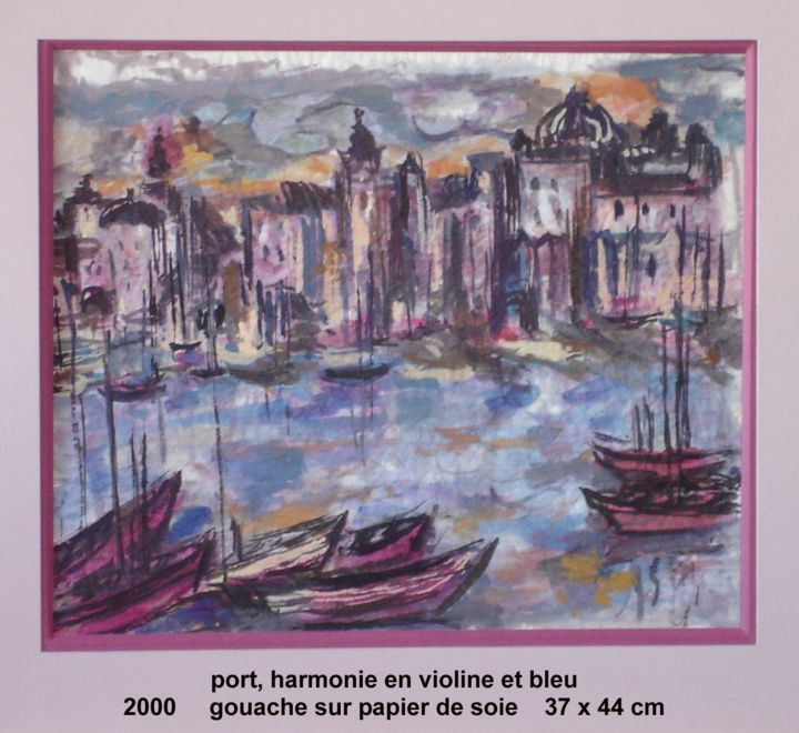 Pintura intitulada "port harmonie en vi…" por Ioana, Obras de arte originais, Guache