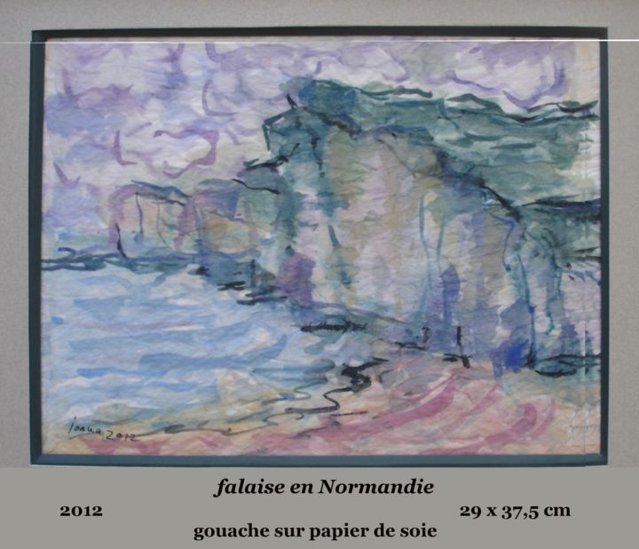 Peinture intitulée "falaise en normandie" par Ioana, Œuvre d'art originale, Gouache