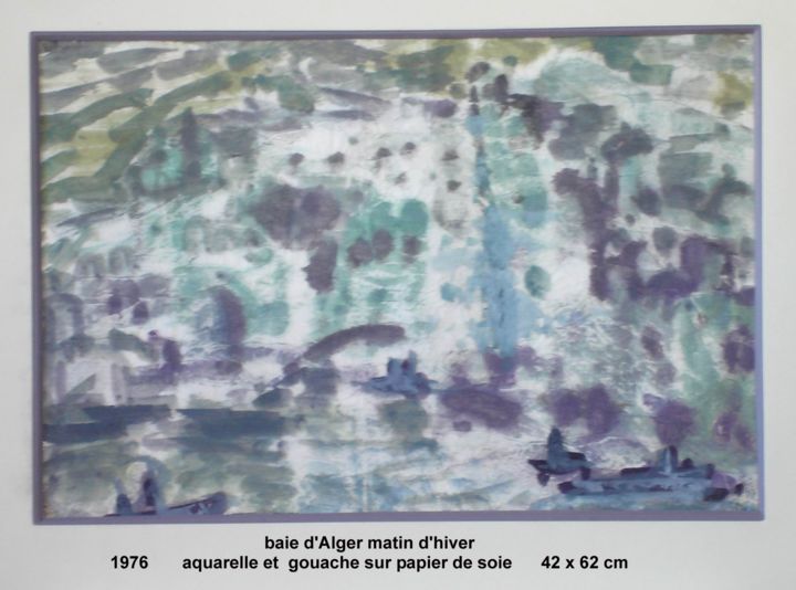 Painting titled "baie d'Alger matin…" by Ioana, Original Artwork, Gouache