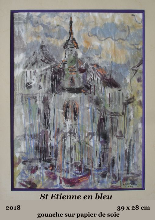 「Honfleur, St Etienn…」というタイトルの絵画 Ioanaによって, オリジナルのアートワーク, グワッシュ水彩画