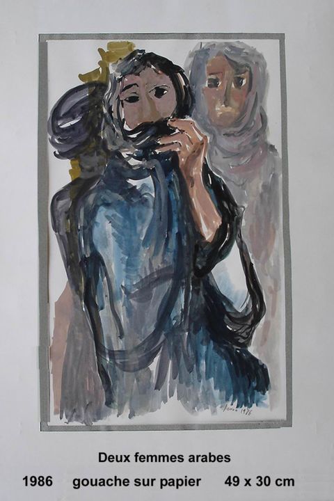 Painting titled "deux femmes arabes" by Ioana, Original Artwork, Oil